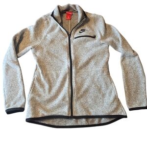 Nike Full Zip Fleece Summit Jacket Heather Grey & Black Zipper Women Medium